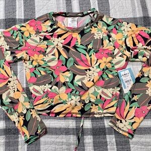 Roxy Tropical Floral Crop Top With Open Back